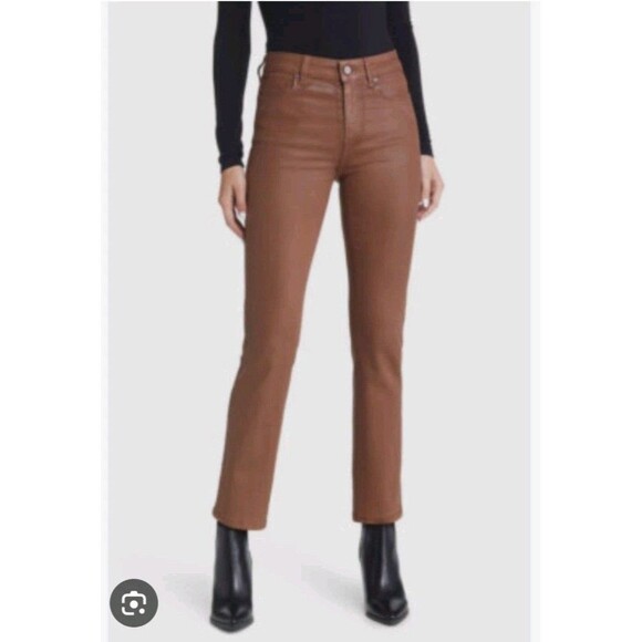 Paige Women's Brown Jeans "Cindy" Coated High Waist Straight Jeans Pants Size 30 - Picture 1 of 11